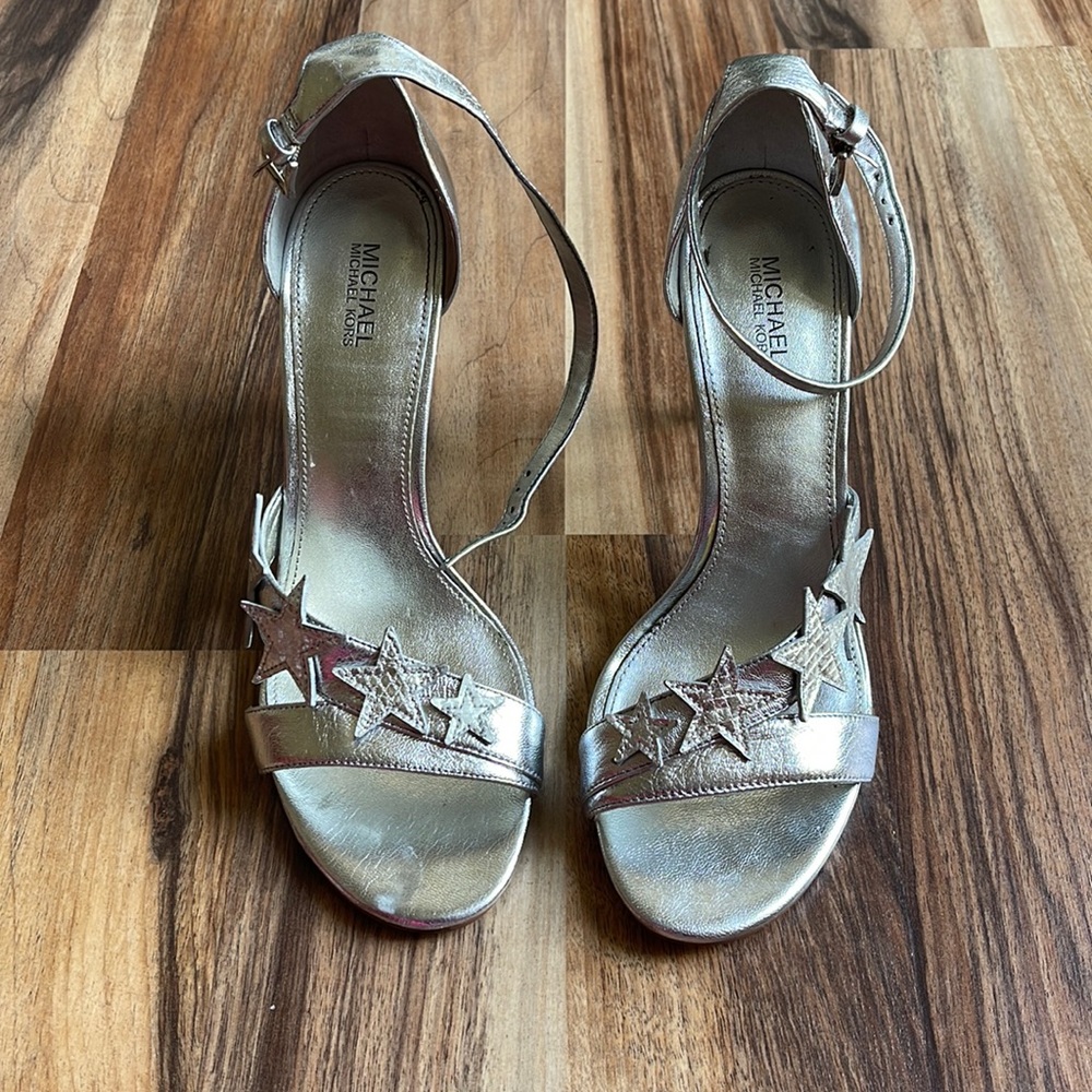 Michael Kors Silver Sandals Size 7.5
